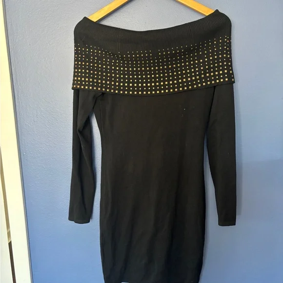 Say What? Black Long Sleeve Studded Dress - Picture 5 of 6